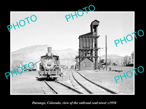 OLD LARGE HISTORIC PHOTO DURANGO COLORADO, THE RAILROAD COAL TOWER c1950
