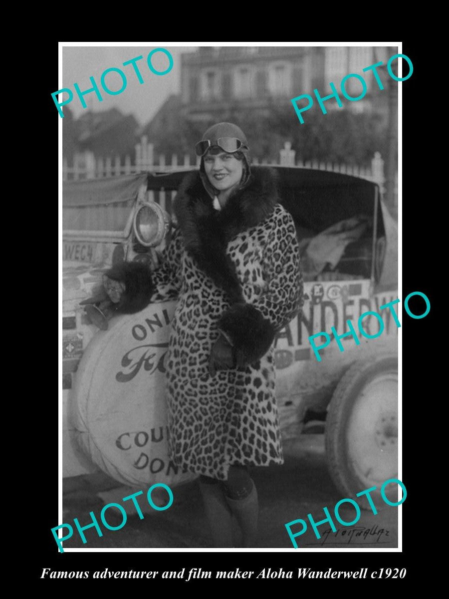 OLD LARGE HISTORIC PHOTO OF FAMOUS CAR ADVENTURER, ALOHA WANDERWELL c1920 1