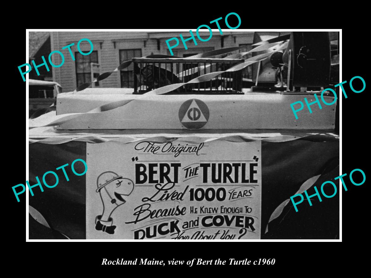 OLD LARGE HISTORIC PHOTO ROCKLAND MAINE, VIEW OF BERT THE TURTLE c1960