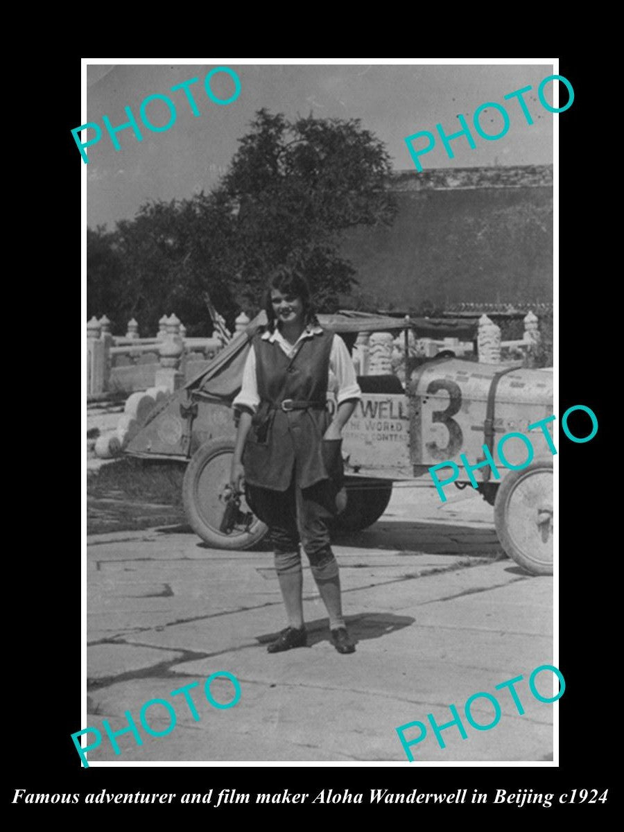 OLD LARGE HISTORIC PHOTO OF FAMOUS CAR ADVENTURER, ALOHA WANDERWELL c1920 2