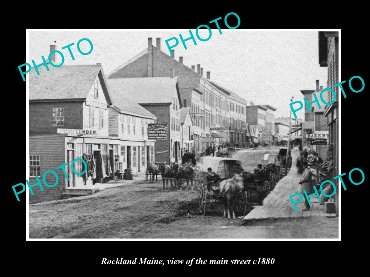 OLD LARGE HISTORIC PHOTO ROCKLAND MAINE, VIEW OF THE MAIN STREET c1880