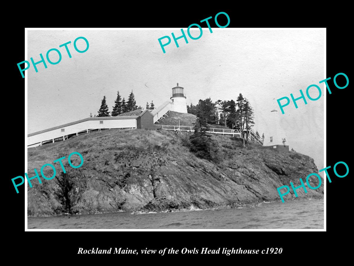 OLD LARGE HISTORIC PHOTO ROCKLAND MAINE, THE OWLS HEAD LIGHTHOUSE c1920