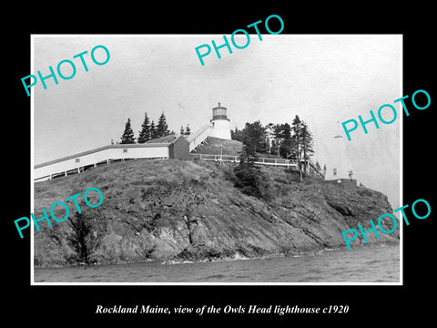 OLD LARGE HISTORIC PHOTO ROCKLAND MAINE, THE OWLS HEAD LIGHTHOUSE c1920