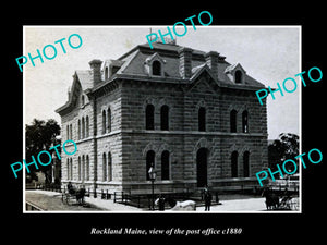 OLD LARGE HISTORIC PHOTO ROCKLAND MAINE, VIEW OF THE POST OFFICE c1880