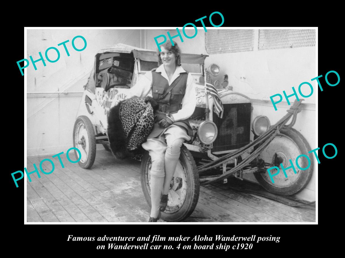 OLD LARGE HISTORIC PHOTO OF FAMOUS CAR ADVENTURER, ALOHA WANDERWELL c1920 3