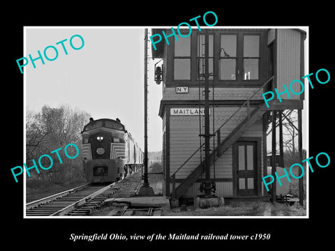 OLD LARGE HISTORIC PHOTO SPRINGFIELD OHIO, THE MAITLAND RAILROAD TOWER c1950