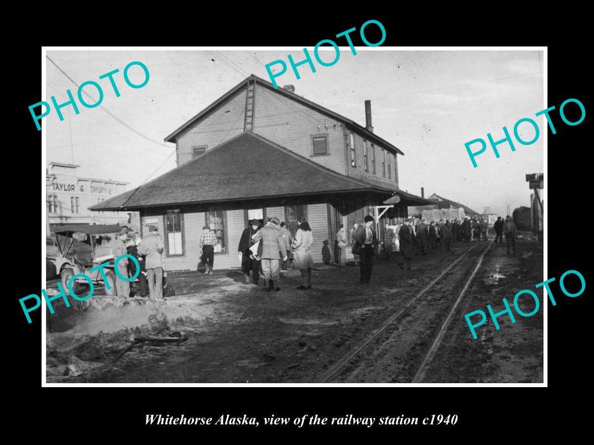 OLD LARGE HISTORIC PHOTO WHITEHORSE ALASKA, THE RAILROAD STATION c1940 1