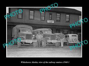 OLD LARGE HISTORIC PHOTO WHITEHORSE ALASKA, THE RAILROAD STATION c1940 2