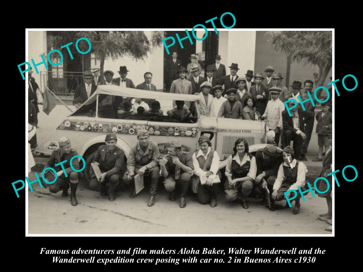 OLD LARGE HISTORIC PHOTO OF FAMOUS CAR ADVENTURER, ALOHA WANDERWELL c1930