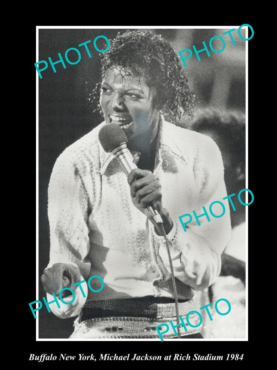 OLD LARGE HISTORIC PHOTO BUFFALO NEW YORK, MICHAEL JACKSON AT RICH STADIUM 1984