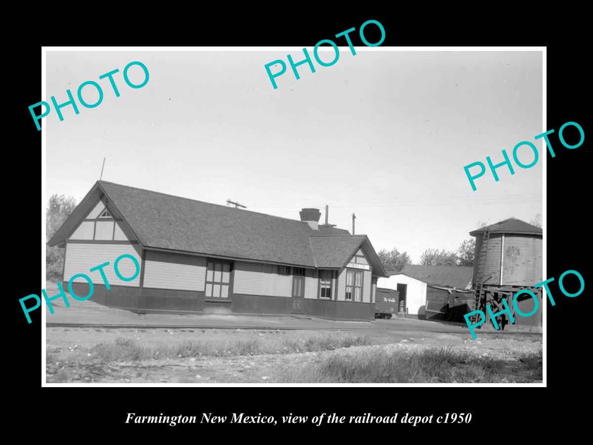 OLD LARGE HISTORIC PHOTO OF FRAMINGTON NEW MEXICO, RAILROAD DEPOT STATION c1950