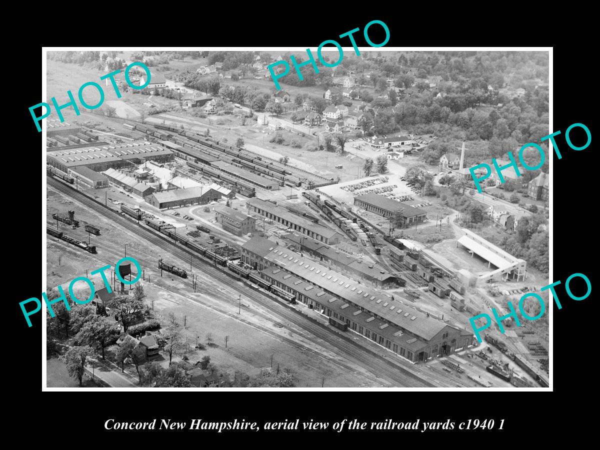 OLD LARGE HISTORIC PHOTO CONCORD NEW HAMPSHIRE, THE RAILROAD YARDS c1940 2