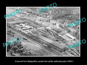 OLD LARGE HISTORIC PHOTO CONCORD NEW HAMPSHIRE, THE RAILROAD YARDS c1940 2