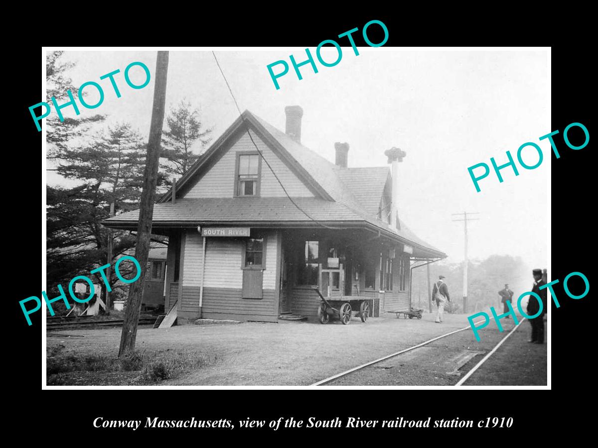 OLD LARGE HISTORIC PHOTO CONWAY MASSACHUSETTS, THE S/R RAILROAD STATION c1910