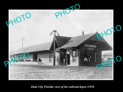 OLD LARGE HISTORIC PHOTO DADE CITY FLORIDA, THE RAILROAD DEPOT STATION c1910