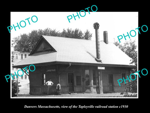 OLD LARGE HISTORIC PHOTO DANVERS MASSACHUSETTS, TAPLEVILLE RAILROAD DEPOT c1930