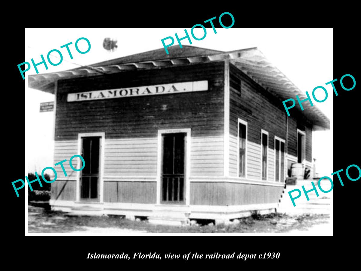 OLD LARGE HISTORIC PHOTO ISLAMORADA FLORIDA, THE RAILROAD DEPOT STATION c1930