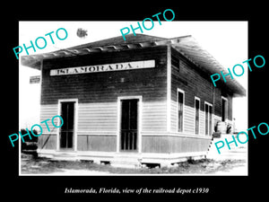 OLD LARGE HISTORIC PHOTO ISLAMORADA FLORIDA, THE RAILROAD DEPOT STATION c1930