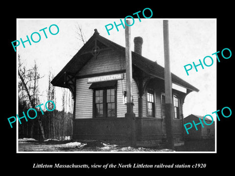 OLD LARGE HISTORIC PHOTO LITTLETON MASSACHUSETTS, THE N/L RAILROAD STATION c1920