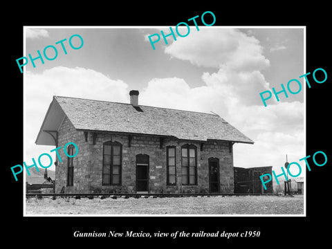 OLD LARGE HISTORIC PHOTO OF GUNNISON NEW MEXICO, RAILROAD DEPOT STATION c1950