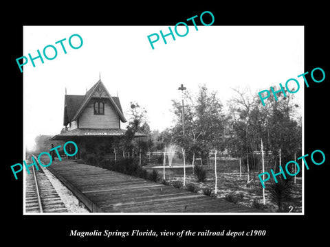 OLD LARGE HISTORIC PHOTO MAGNOLIA SPRINGS FLORIDA, THE RAILROAD STATION c1900