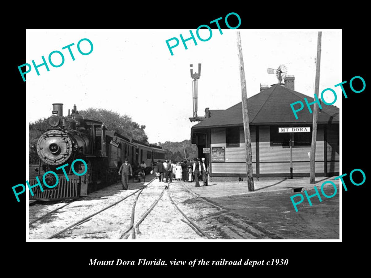 OLD LARGE HISTORIC PHOTO MOUNT DORA FLORIDA, THE RAILROAD STATION c1930