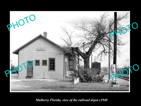 OLD LARGE HISTORIC PHOTO MULBERRY FLORIDA, THE RAILROAD STATION c1940