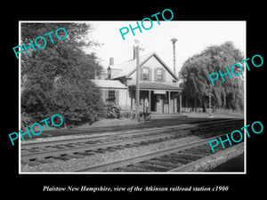 OLD LARGE HISTORIC PHOTO PLAISTOW NEW HAMPSHIRE, ATKINSON RAILROAD DEPOT c1900