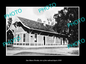 OLD LARGE HISTORIC PHOTO SAN MATEO FLORIDA, THE RAILROAD DEPOT STATION c1930