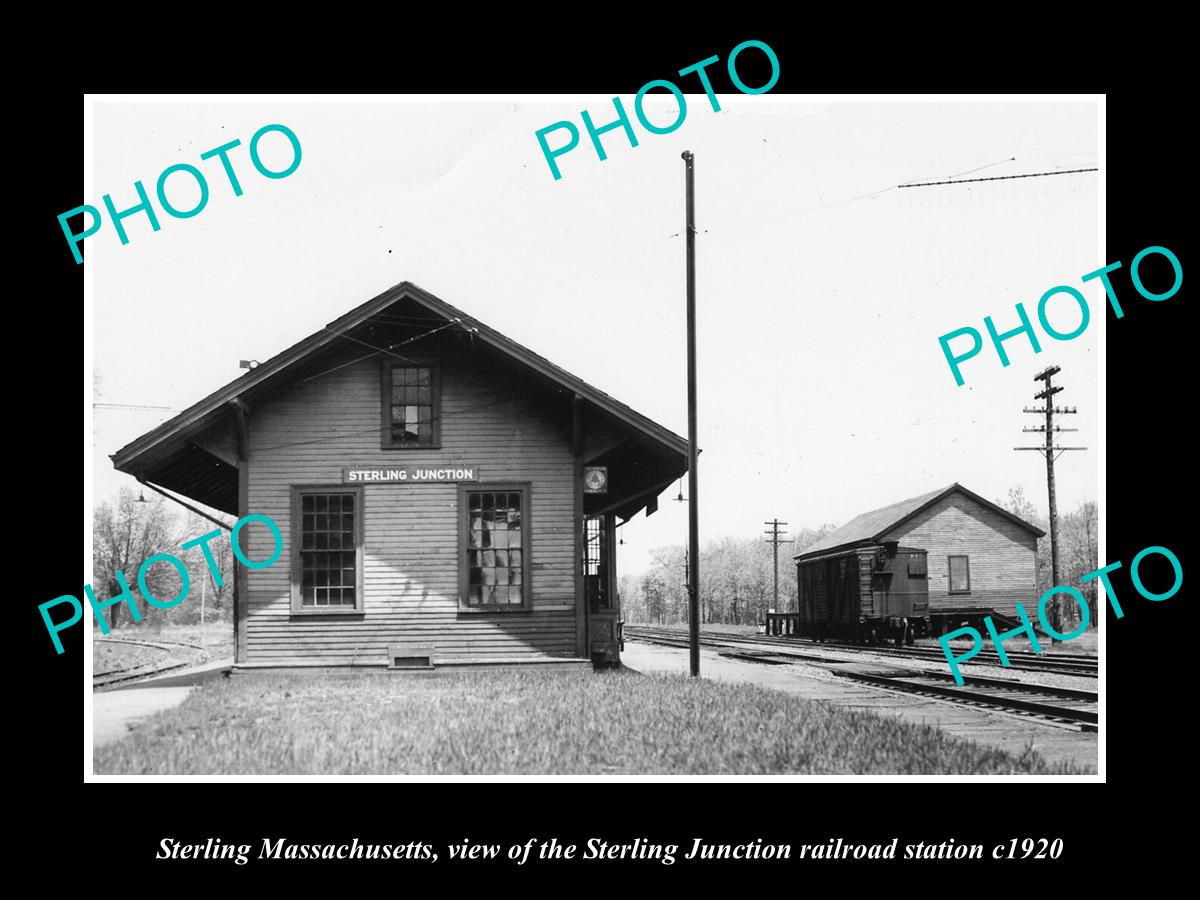 OLD LARGE HISTORIC PHOTO STERLING MASSACHUSETTS, THE S/JRAILROAD STATION c1920