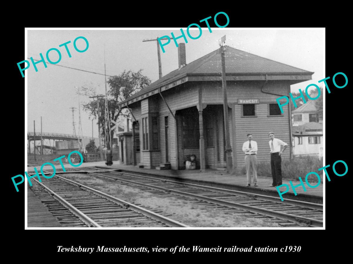 OLD LARGE HISTORIC PHOTO TEWKSBURY MASSACHUSETTS, WAMESIT RAILROAD DEPOT c1930