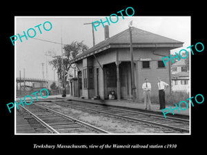 OLD LARGE HISTORIC PHOTO TEWKSBURY MASSACHUSETTS, WAMESIT RAILROAD DEPOT c1930