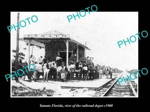 OLD LARGE HISTORIC PHOTO YAMATO FLORIDA, THE RAILROAD DEPOT STATION c1900