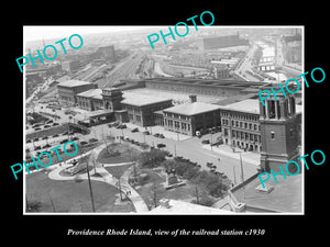 OLD LARGE HISTORIC PHOTO OF PROVIDENCE RHODE ISLAND, THE RAILROAD STATION c1930