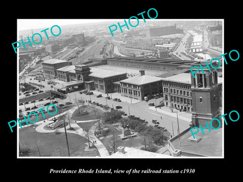 OLD LARGE HISTORIC PHOTO OF PROVIDENCE RHODE ISLAND, THE RAILROAD STATION c1930