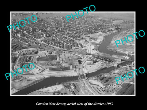 OLD LARGE HISTORIC PHOTO CAMDEN NEW JERSEY, AERIAL VIEW OF THE DISTRICT c1950 1