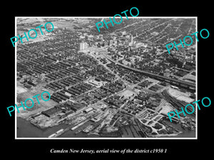 OLD LARGE HISTORIC PHOTO CAMDEN NEW JERSEY, AERIAL VIEW OF THE DISTRICT c1950 2