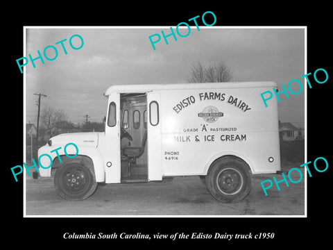 OLD LARGE HISTORIC PHOTO COLUMBIA SOUTH CAROLINA, THE EDISTO DAIRY TRUCK c1950