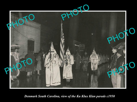 OLD LARGE HISTORIC PHOTO DENMARK SOUTH CAROLINA, THE KU KLUX KLAN PARADE c1950