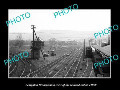 OLD LARGE HISTORIC PHOTO LEHIGHTON PENNSYLVANIA, VIEW OF RAILROAD STATION c1950