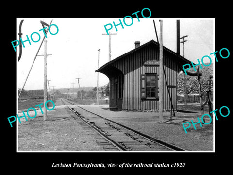 OLD LARGE HISTORIC PHOTO LEVISTON PENNSYLVANIA, VIEW OF RAILROAD STATION c1920