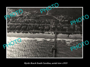 OLD LARGE HISTORIC PHOTO MYRTLE BEACH SOUTH CAROLINA, TOWN AERIAL VIEW c1935