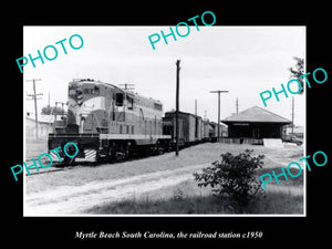 OLD LARGE HISTORIC PHOTO MYRTLE BEACH SOUTH CAROLINA, RAILROAD STATION c1950