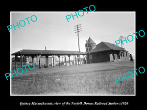 OLD HISTORIC PHOTO OF QUINCY MASSACHUSETTS, NORFOLK DOWNS RAILROAD STATION c1920