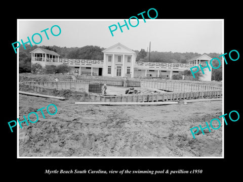 OLD LARGE HISTORIC PHOTO MYRTLE BEACH SOUTH CAROLINA, THE SWIMMING PAVILION 1950