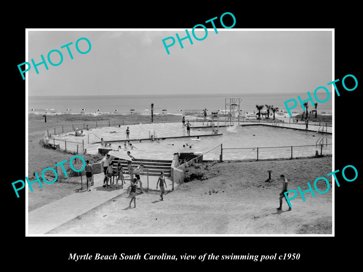 OLD LARGE HISTORIC PHOTO MYRTLE BEACH SOUTH CAROLINA, THE SWIMMING POOL c1950