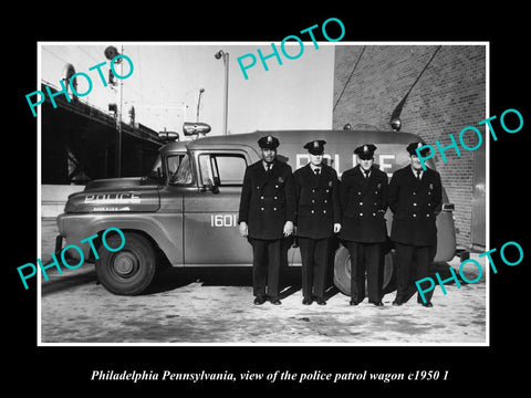 OLD LARGE HISTORIC PHOTO PHILADELPHIA PENNSYLVANIA, POLICE PATROL WAGON c1950 1