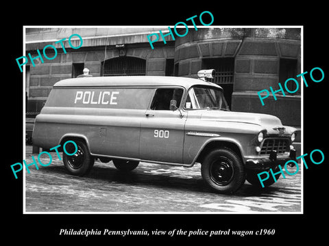 OLD LARGE HISTORIC PHOTO PHILADELPHIA PENNSYLVANIA, POLICE PATROL WAGON c1960
