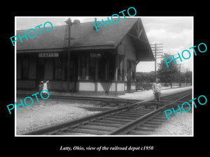 OLD LARGE HISTORIC PHOTO LATTY OHIO, THE RAILROAD STATION DEPOT c1950