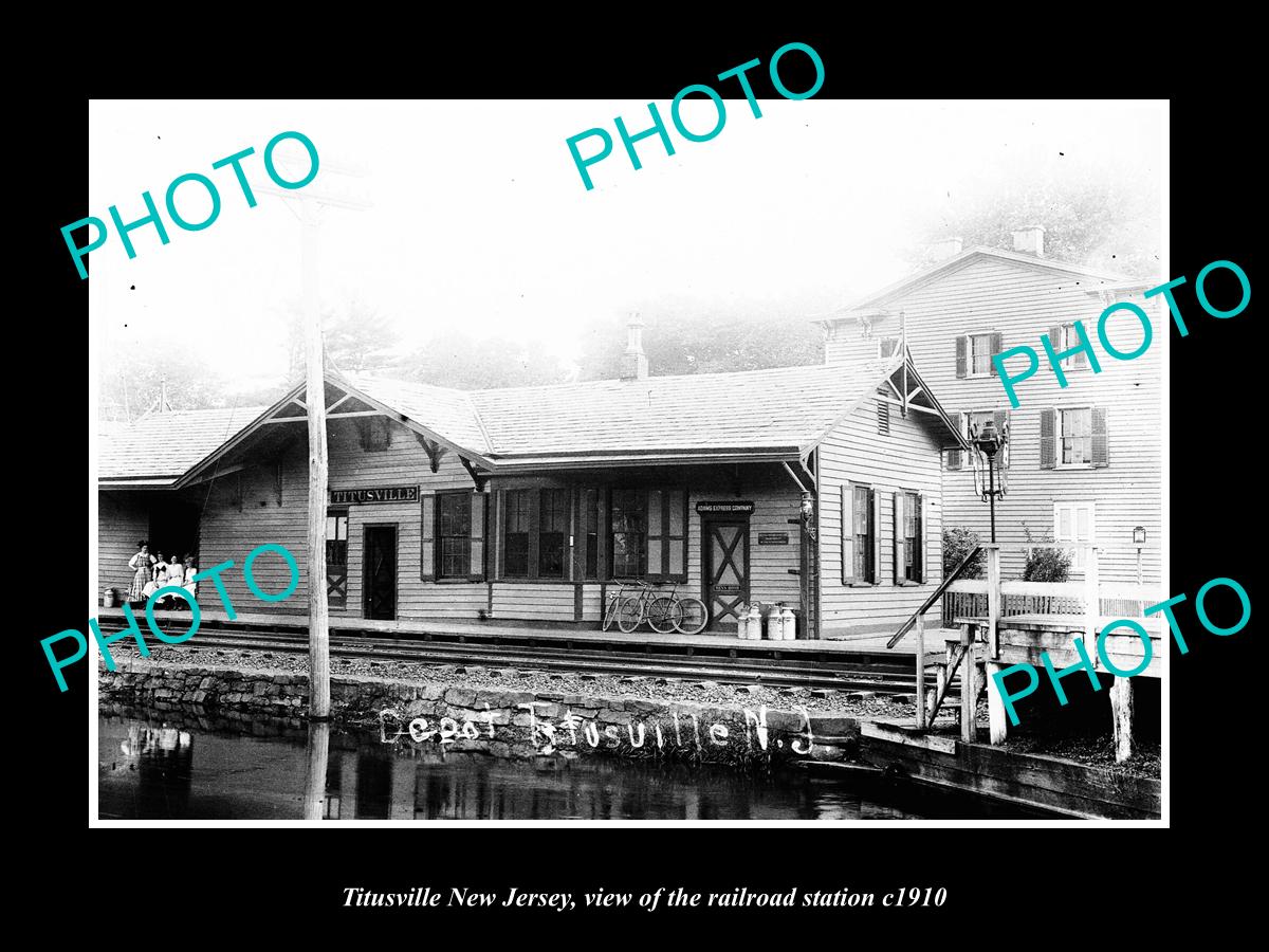 OLD LARGE HISTORIC PHOTO TITUSVILLE ILLINOIS, THE RAILROAD STATION DEPOT c1910